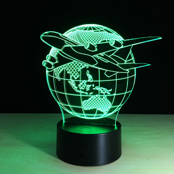 3D Globe Airplane Night Light