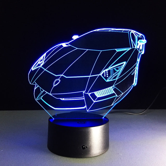 3D Sports Car Night Light