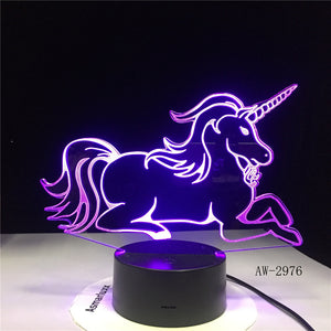 3D Unicorn Night Light